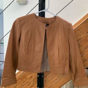 Cropped Tan Leather Jacket